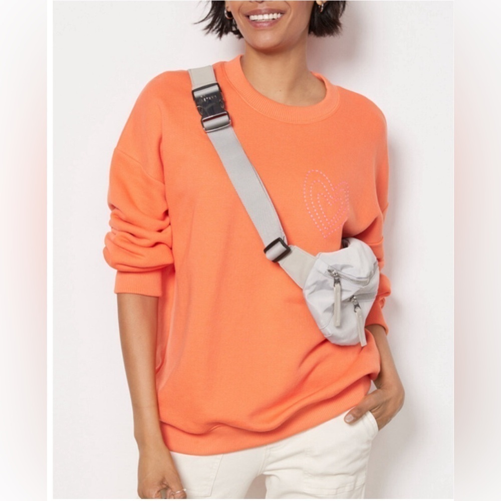 Evereve Coral Orange Crewneck Sweatshirt